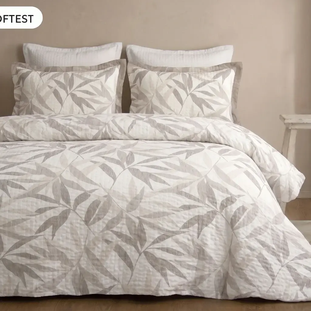 Krep Soft Beige Leaves